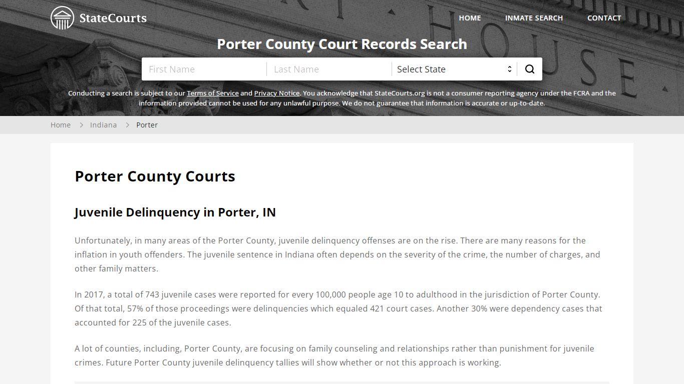 Porter County, IN Courts - Records & Cases - StateCourts