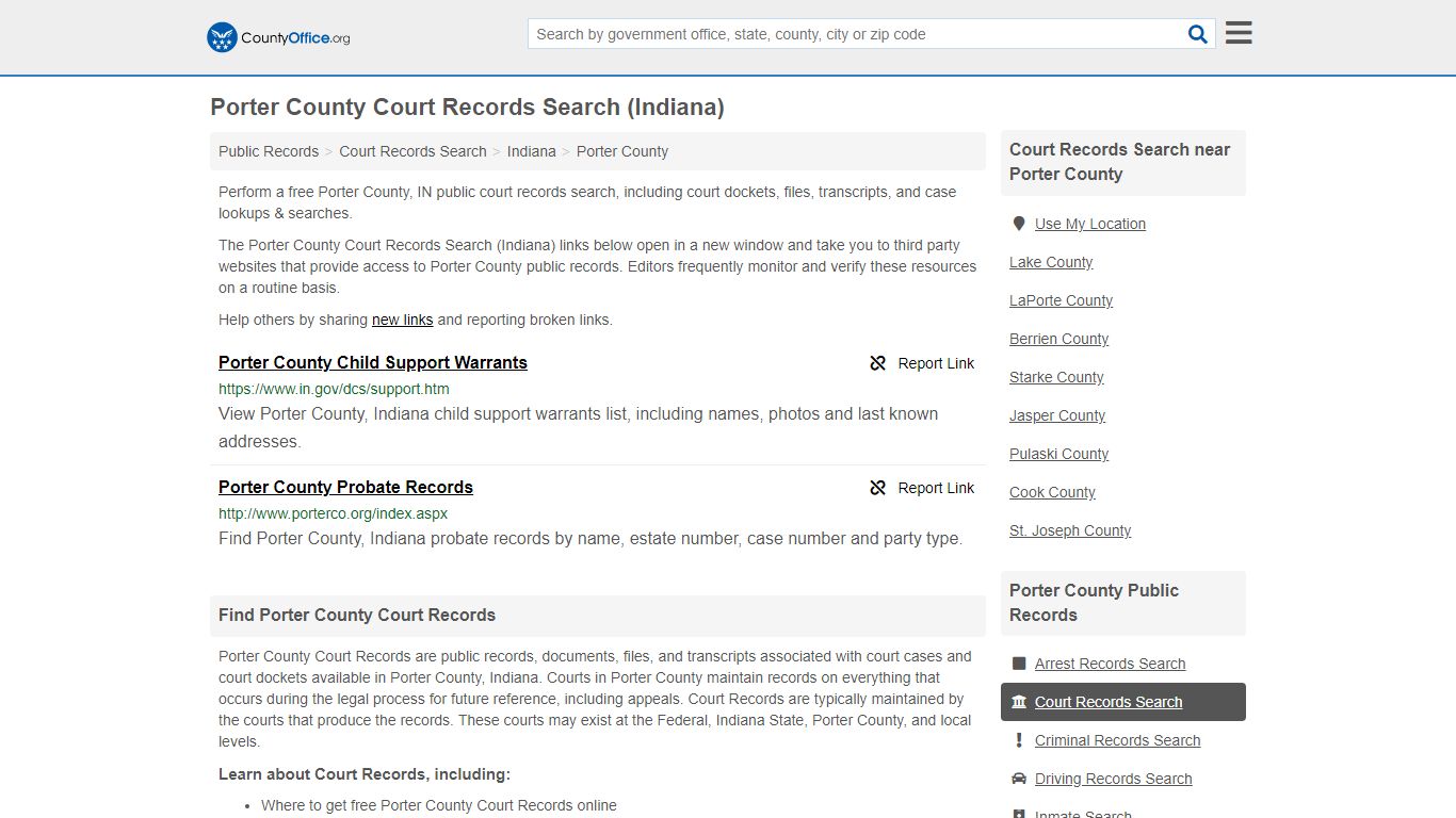 Court Records Search - Porter County, IN (Adoptions ...